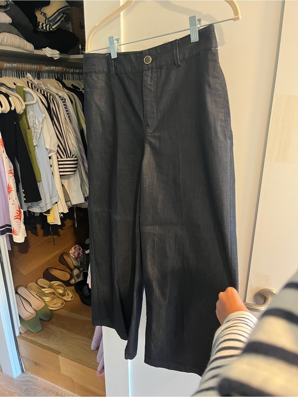 Zara Navy Wide-Leg Women's Trousers